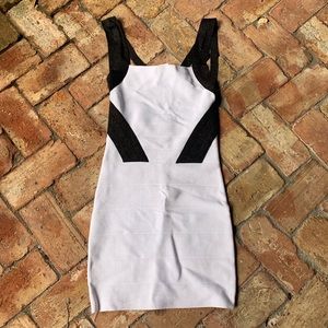 Bebe Black and White Form-Fitting Dress